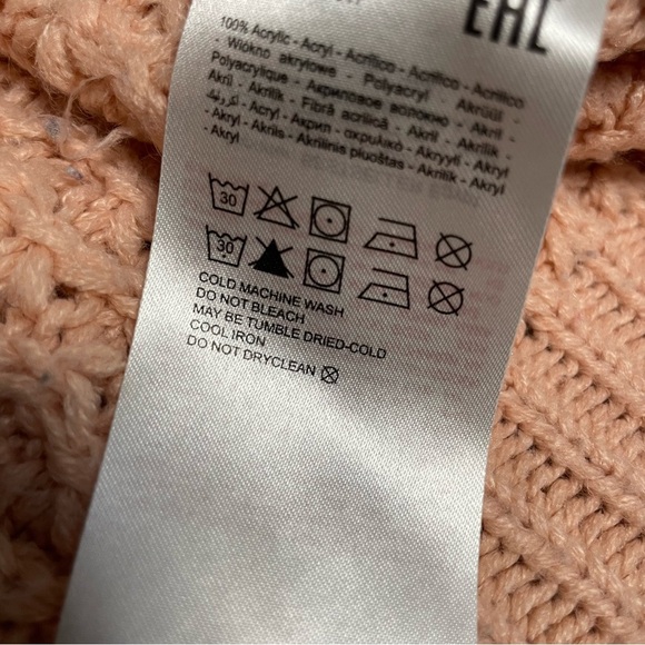 Noisy May Peachy Pink Chunky Knit Turtleneck Sweater Oversized Women’s Small - Picture 9 of 10